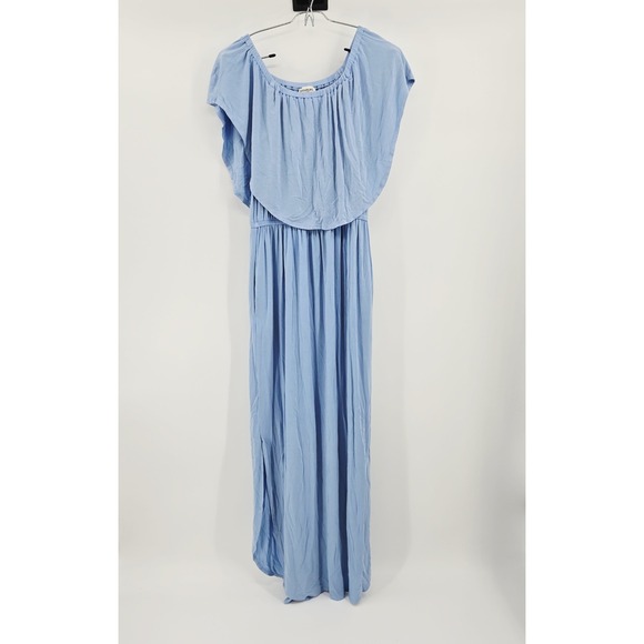 Sugarlips Dresses & Skirts - Sugarlips Blue Off the Shoulder Ruffle Maxi Dress Petite Small Summer Vibe